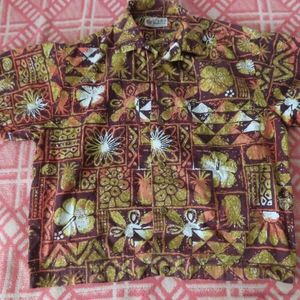 Alfred Shaheen Honolulu TIKI Hawaiian VTG Shirt RARE L 50s 60s loop collar